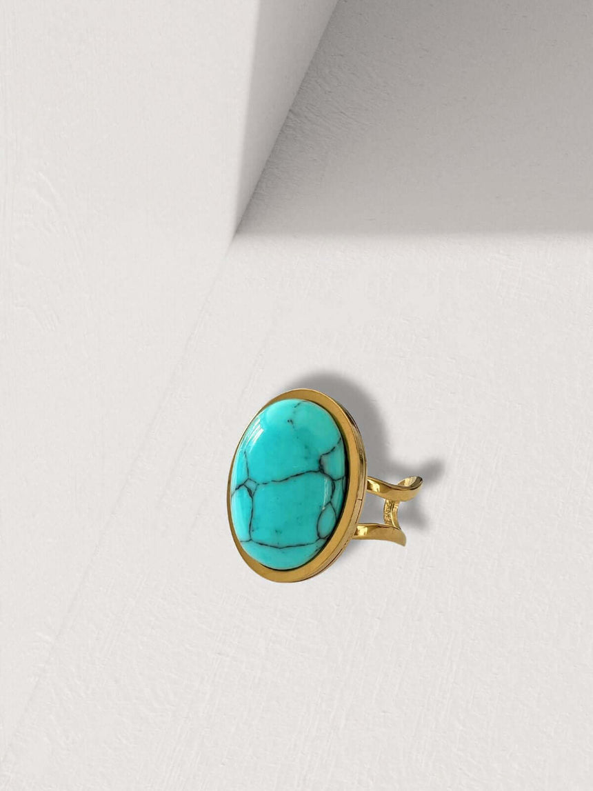 Malu statement ring met turquoise steen