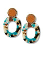 Mali turquoise statement oorbellen met resin
