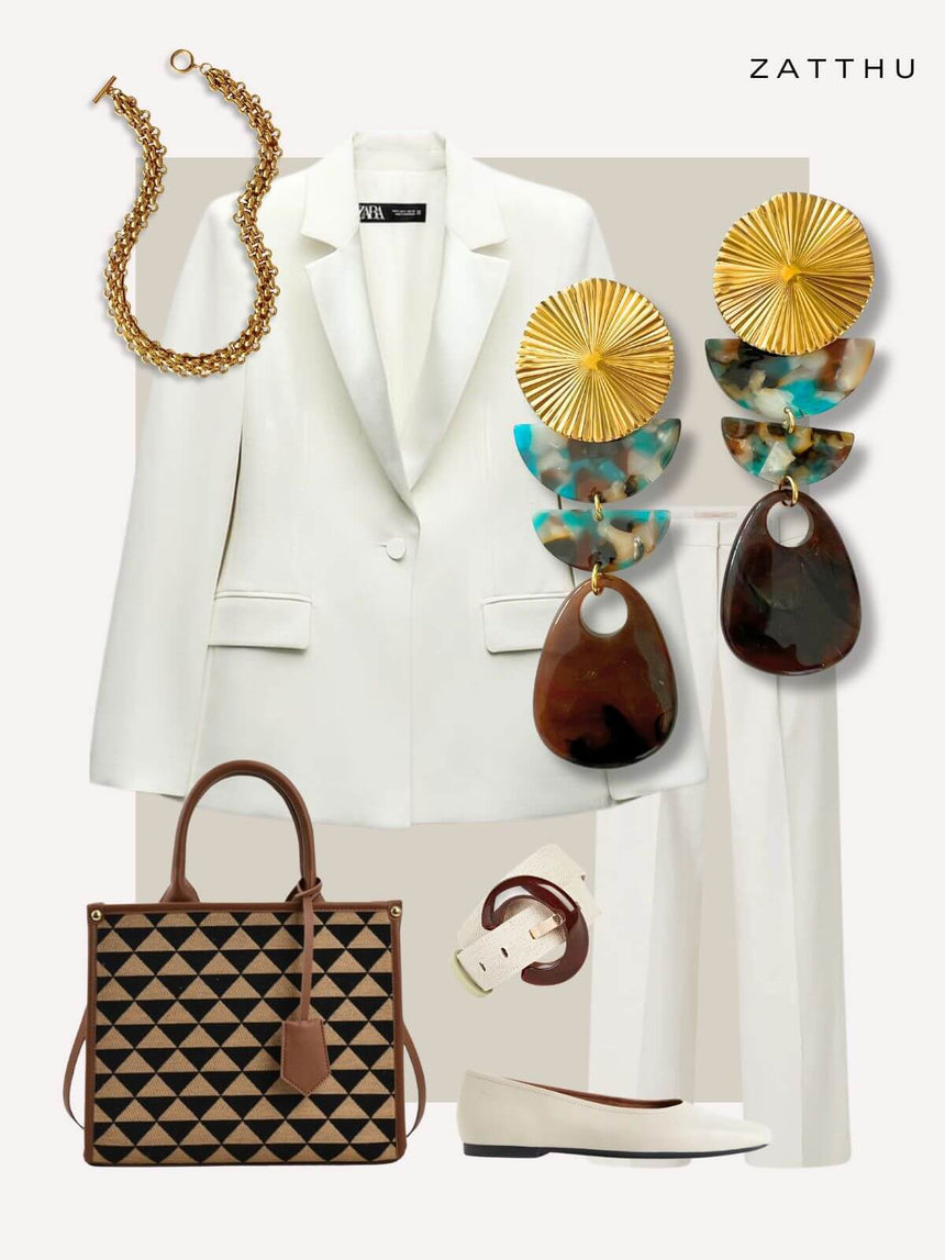 Mana lange turquoise statement oorbellen