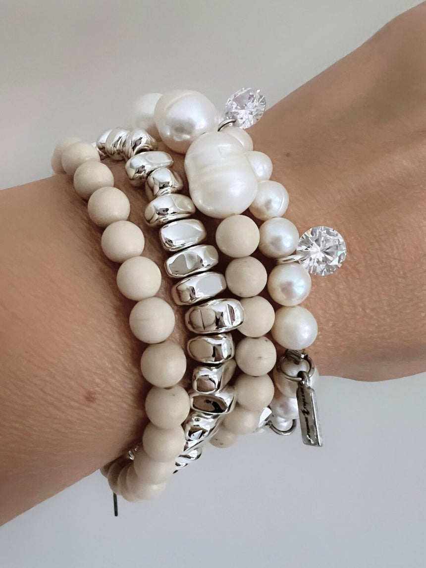 Meya bracelet set with natural stone and pearl
