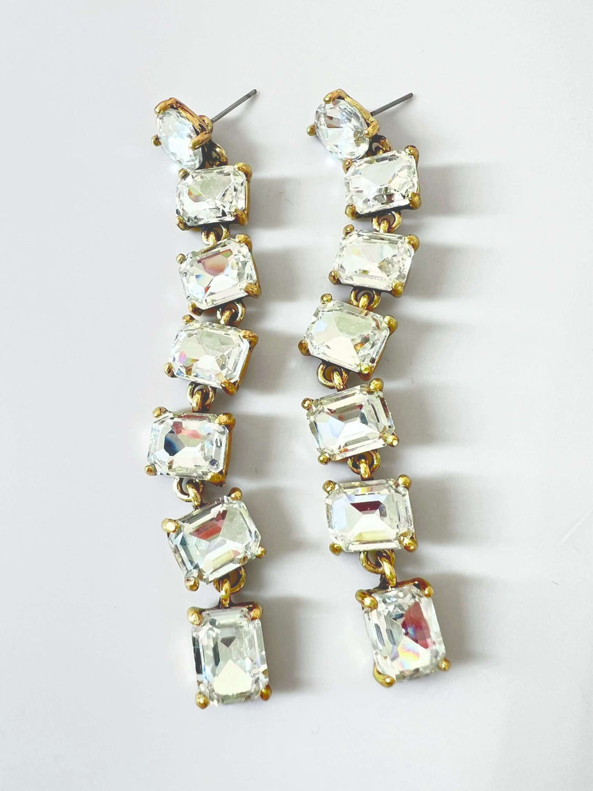 Misk lange statement kristal oorbellen - Zatthu Jewelry