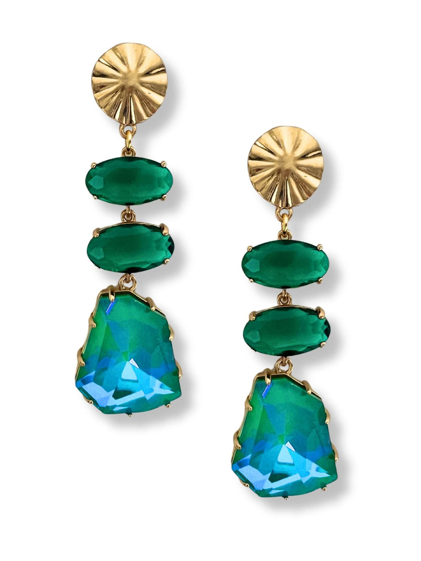 Groene kristallen oorbellen Miya - moeiteloze elegantie