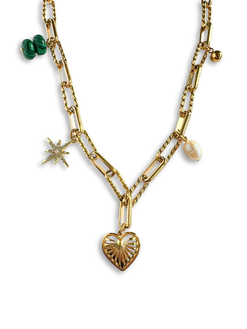 Moya ketting met schakels en bedels - edgy en elegant