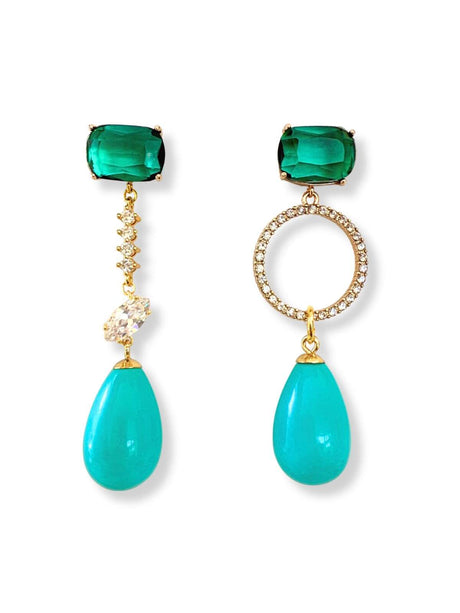 Nada statement oorbellen met turquoise druppel – Zatthu Jewelry