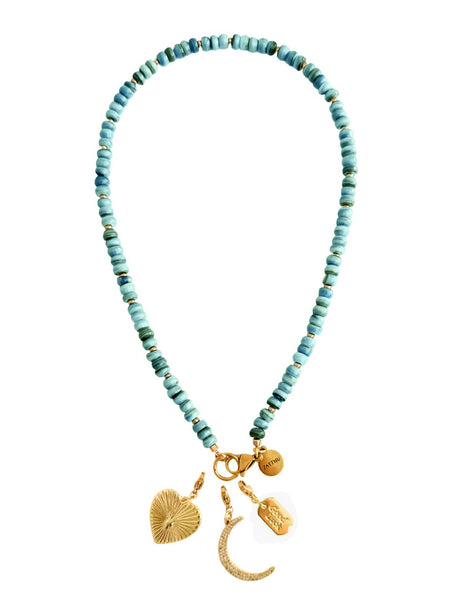 Nadi mintgroene kralenketting van schelp