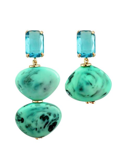 Turquoise asymmetrische statement oorbellen voor dames