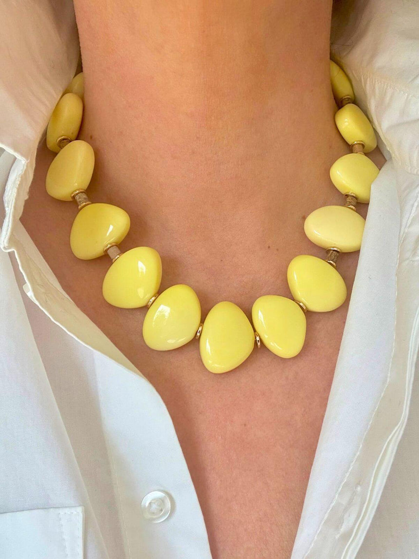 Zomerse chunky ketting in helder geel