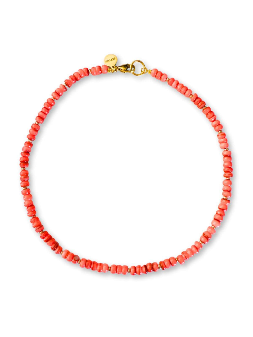 Nael koraalroze kralenketting van schelp – Zatthu Jewelry