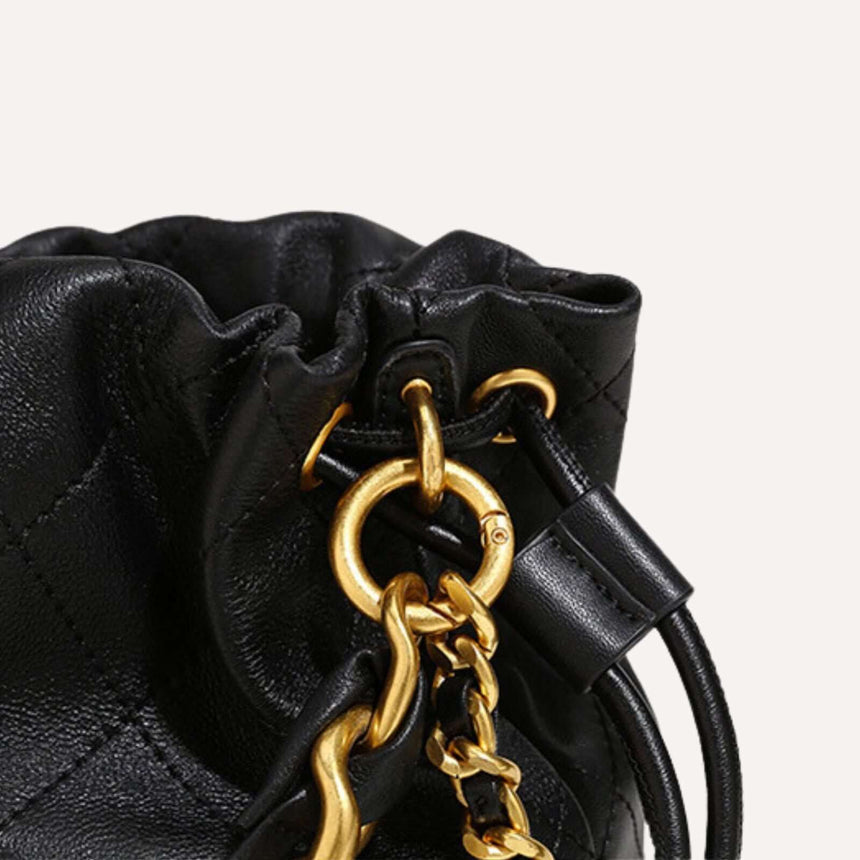 Aasim lederen bucket tasje zwart