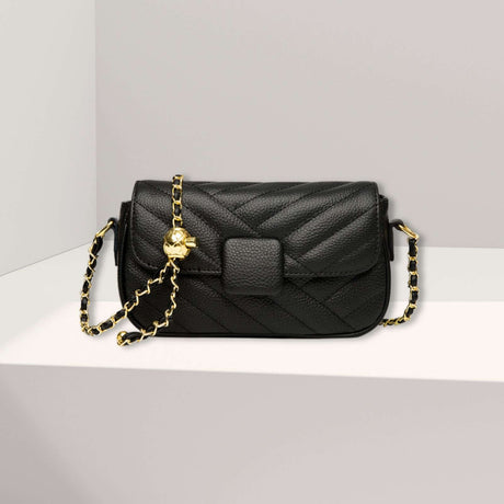 Aayan lederen schoudertas zwart