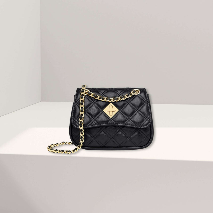 Aedan lederen schoudertas zwart