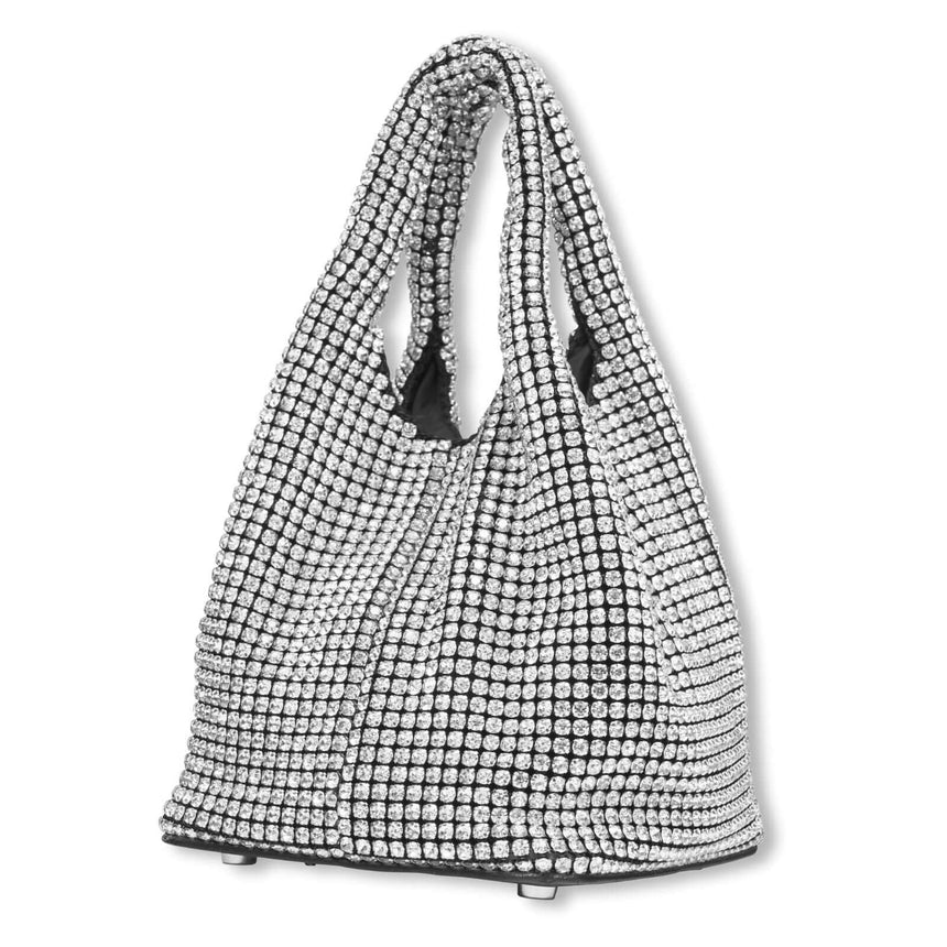 Akiro handtas met kristallen zilver