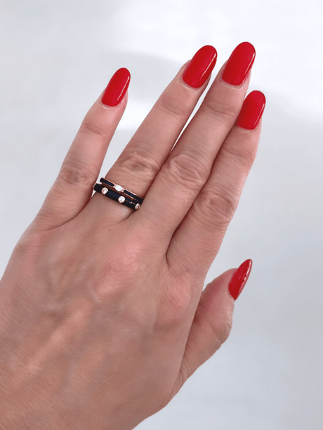 Inyx ring blauw met steentjes