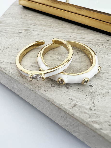 Inwe ring wit met steentjes