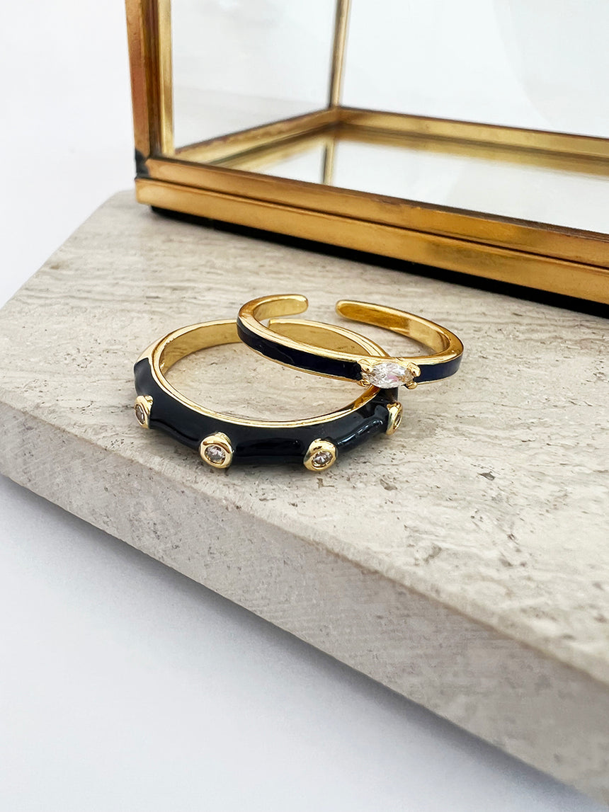 Inyx ring blauw met steentjes