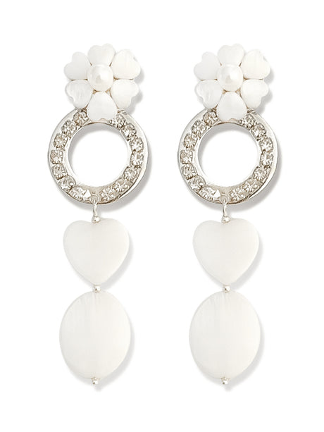 Ivey witte statement oorbellen met bloem