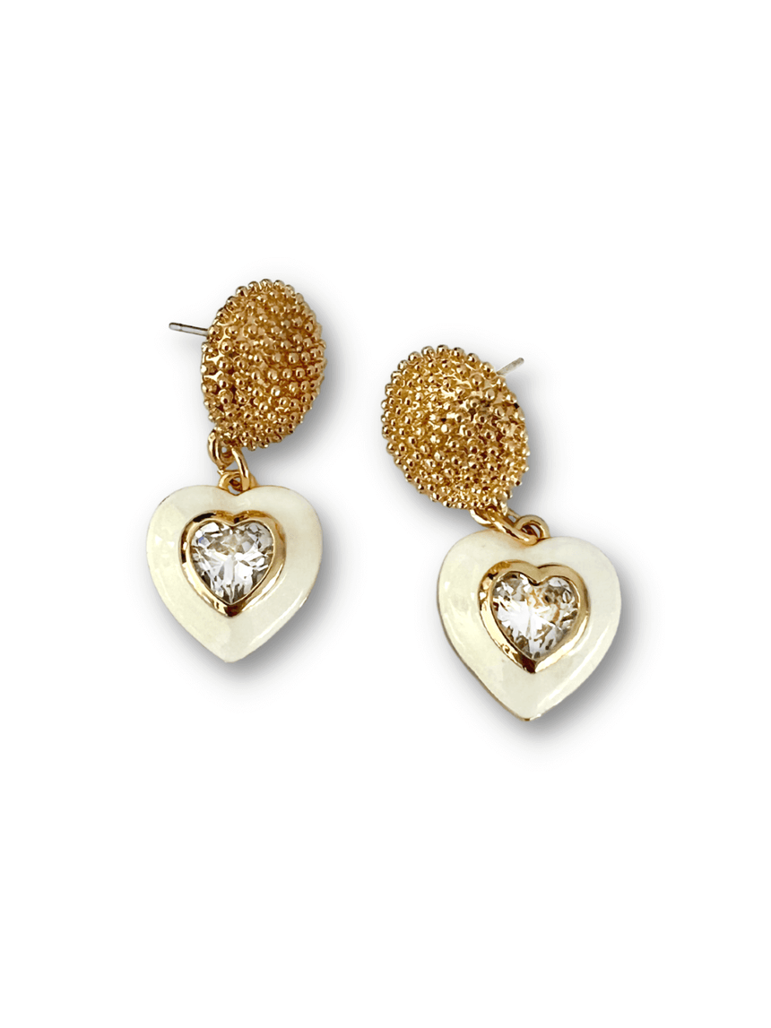 Kaat zirkonia hart oorbellen wit