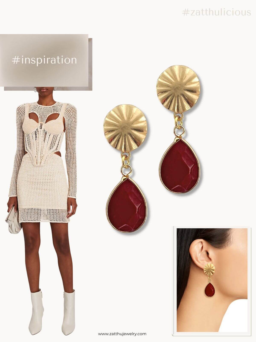 Kani oorbellen met rode hanger