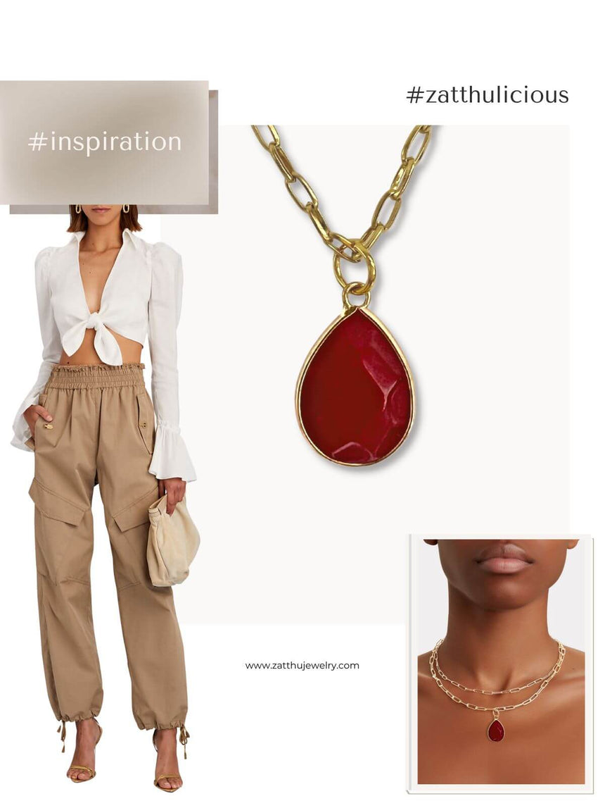 Kata schakelketting met rode hanger