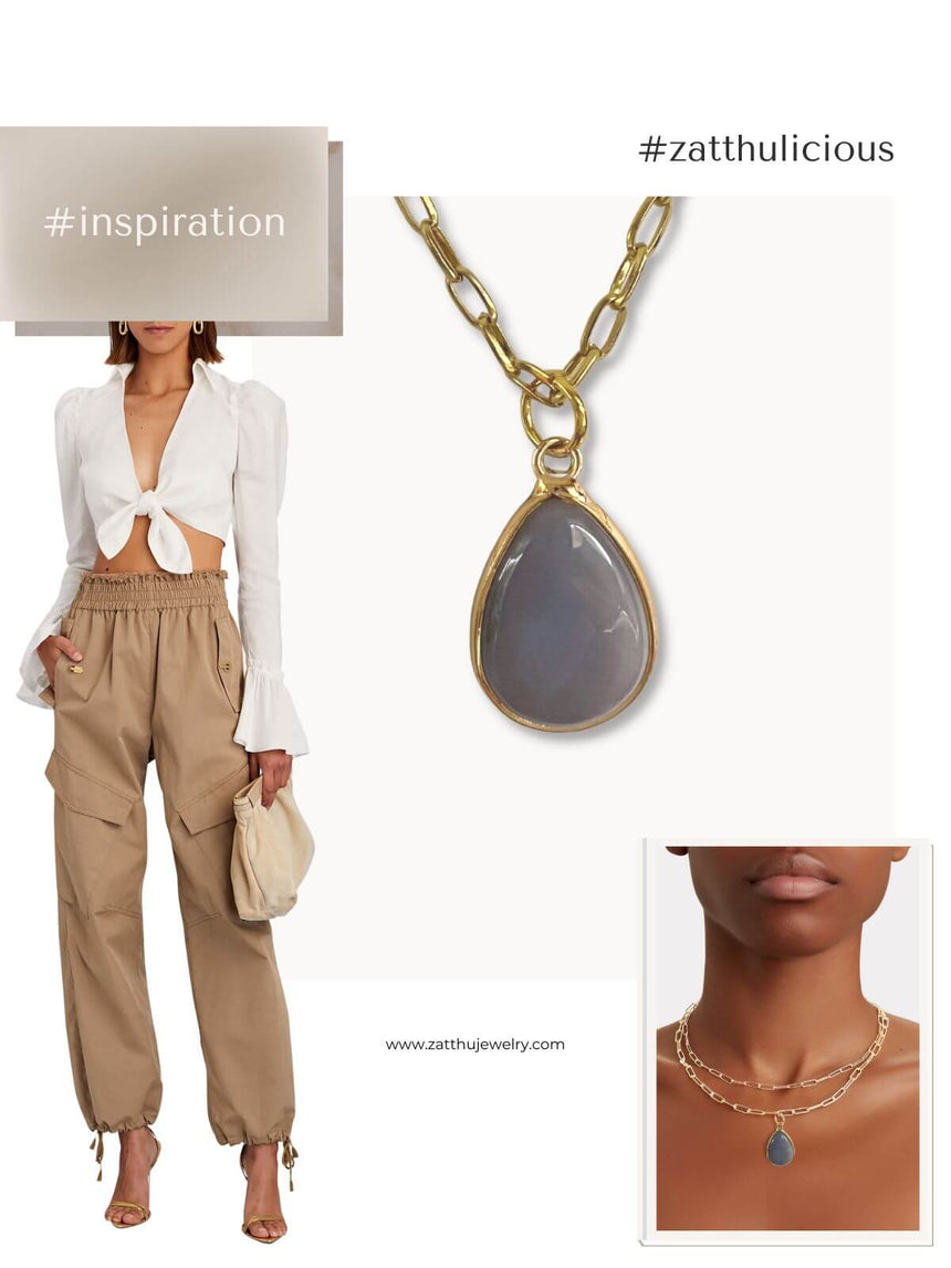 Kate schakelketting met grijze hanger