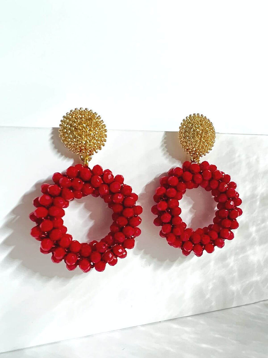 Kati ronde statement oorbellen rood