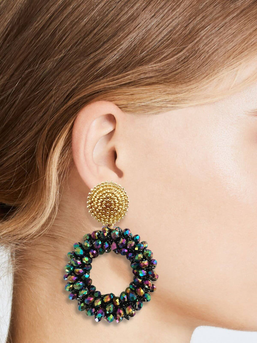 Kaye ronde statement oorbellen multicolor