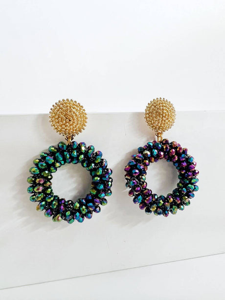 Kaye ronde statement oorbellen multicolor