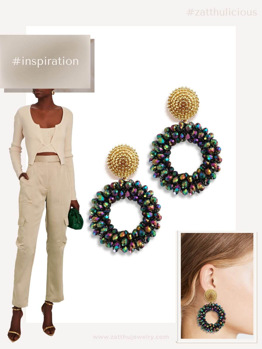 Kaye ronde statement oorbellen multicolor