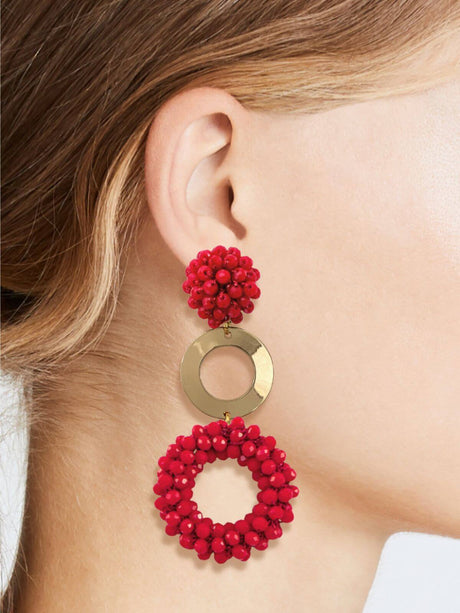 Kemi statement kralen oorbellen rood