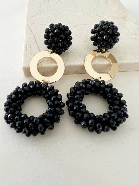 Kena statement kralen oorbellen zwart