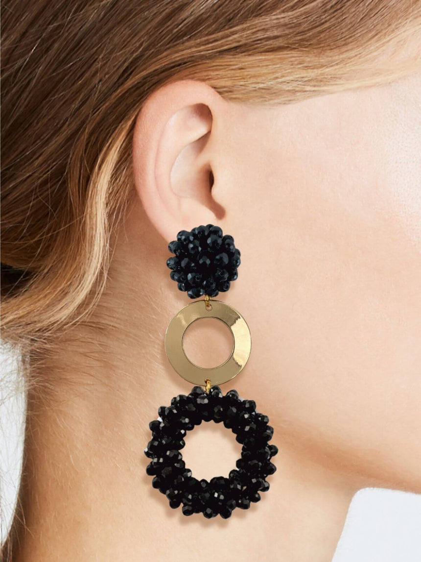 Kena statement kralen oorbellen zwart