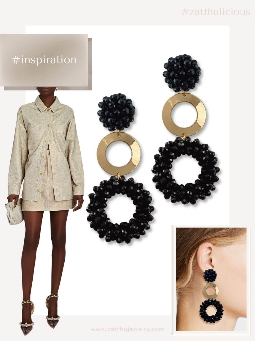 Kena statement kralen oorbellen zwart