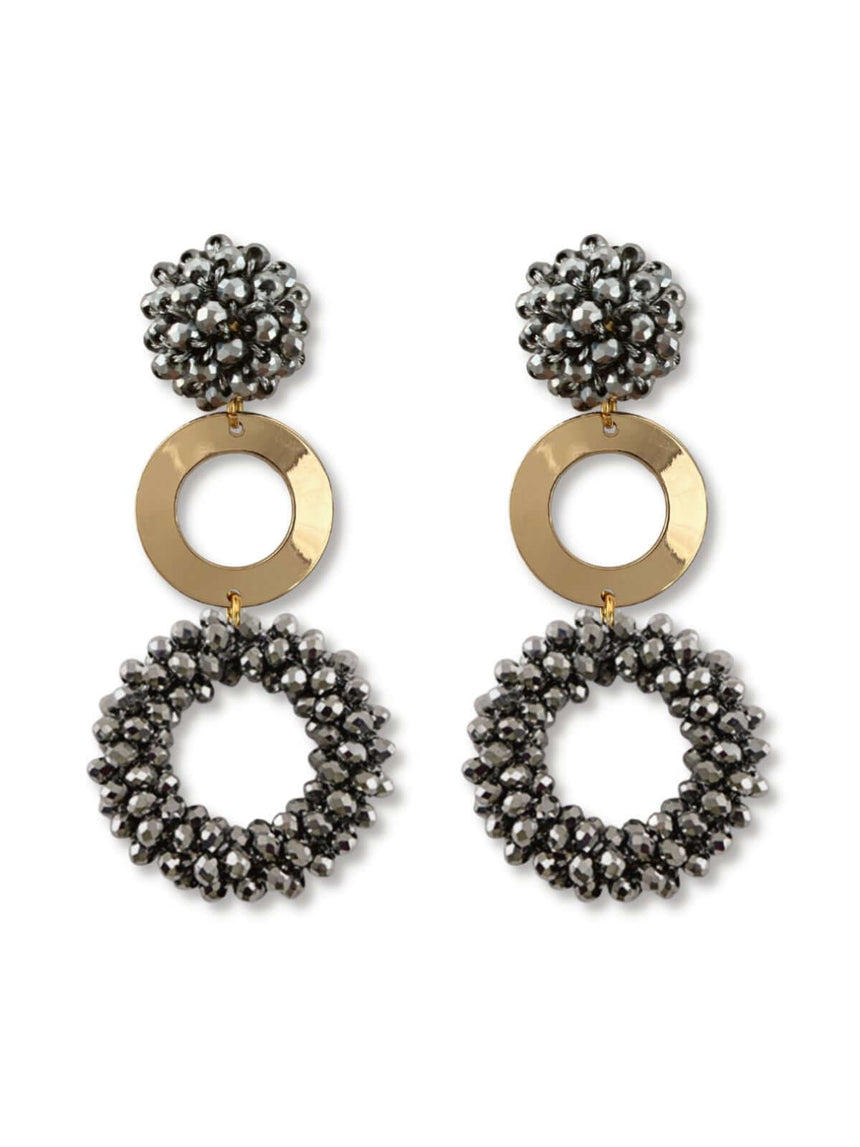 Keta statement kralen oorbellen zilvergrijs