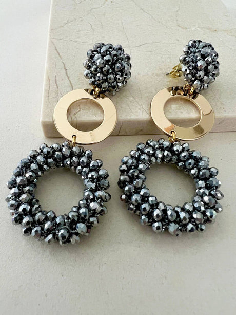 Keta statement kralen oorbellen zilvergrijs