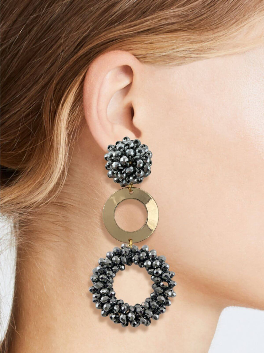 Keta statement kralen oorbellen zilvergrijs