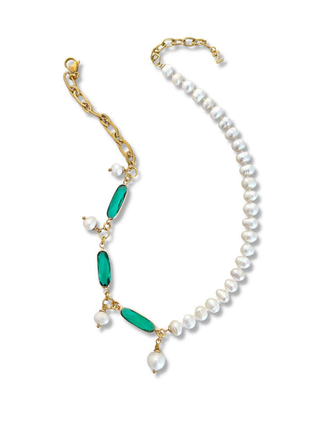 Keza parelketting met kristal groen