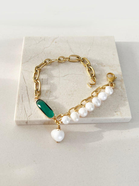 Kiek parelarmband met kristal groen