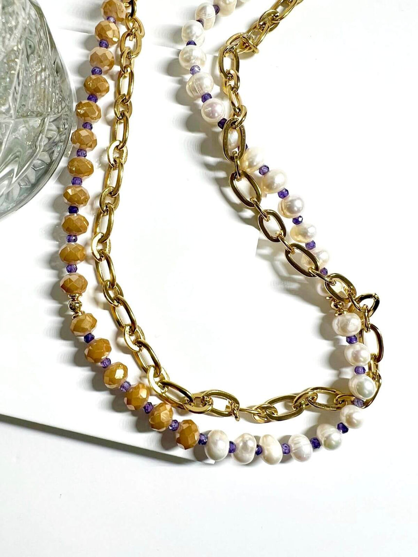 Kitt dubbele ketting met parels