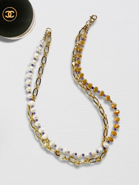 Kitt dubbele ketting met parels