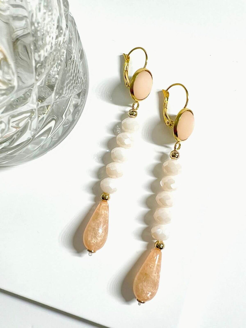 Lady oorhangers met resin oranje