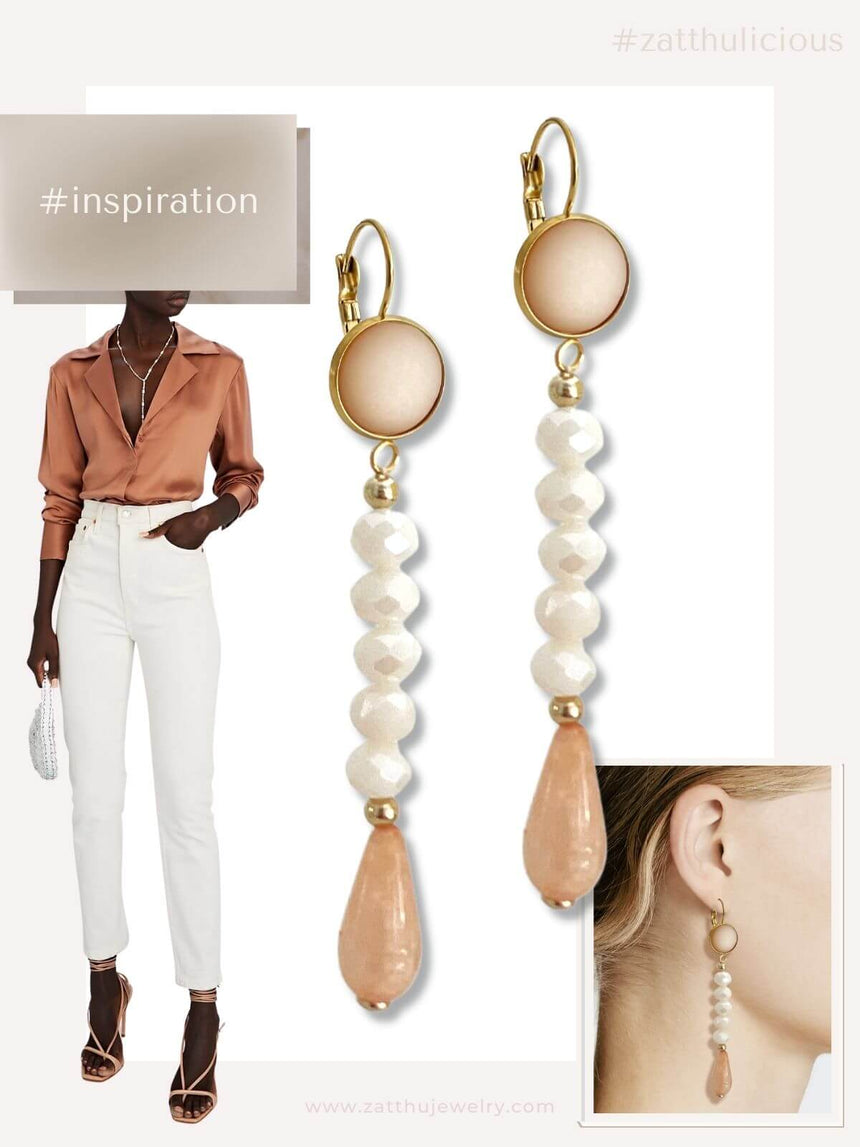 Lady oorhangers met resin oranje