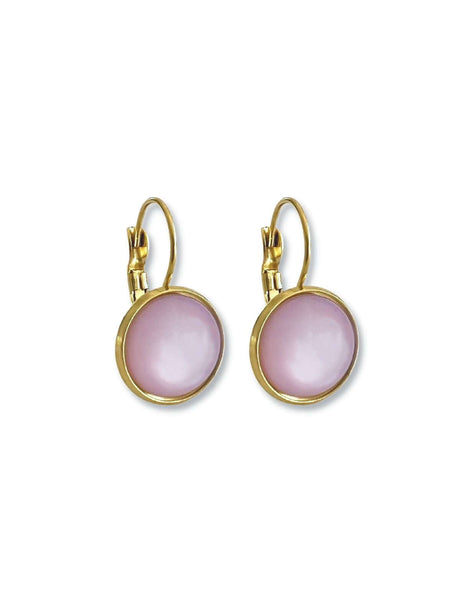 Lale oorbellen met steen paars