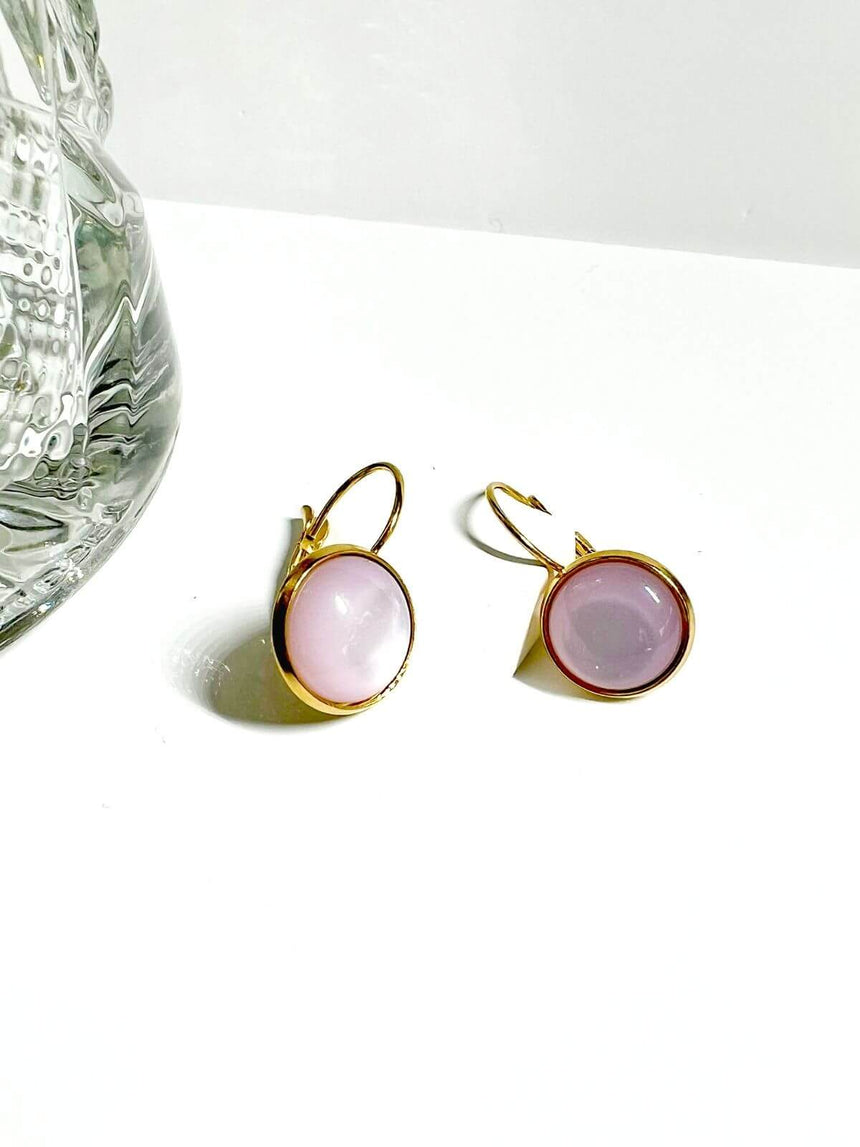 Lale oorbellen met steen paars