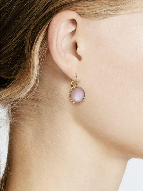 Lale oorbellen met steen paars