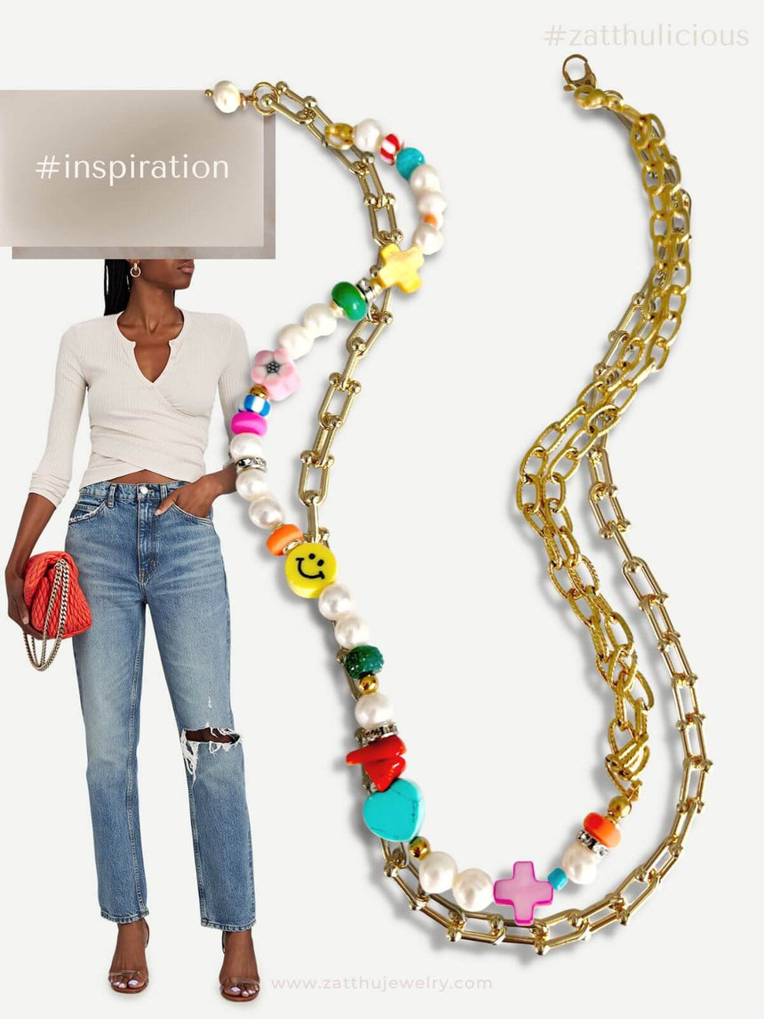 Leau ketting set van 2 multicolor