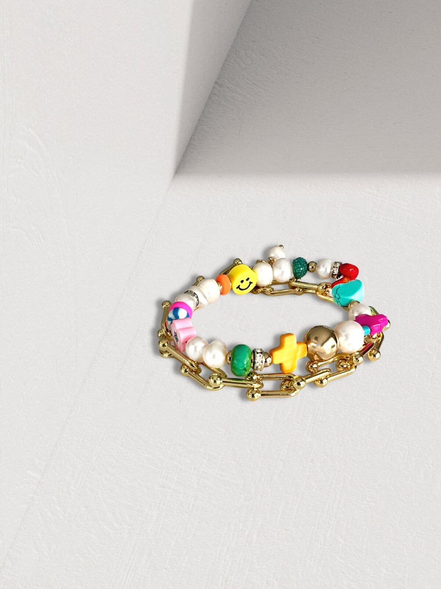 Leen armband set van 2 multicolor