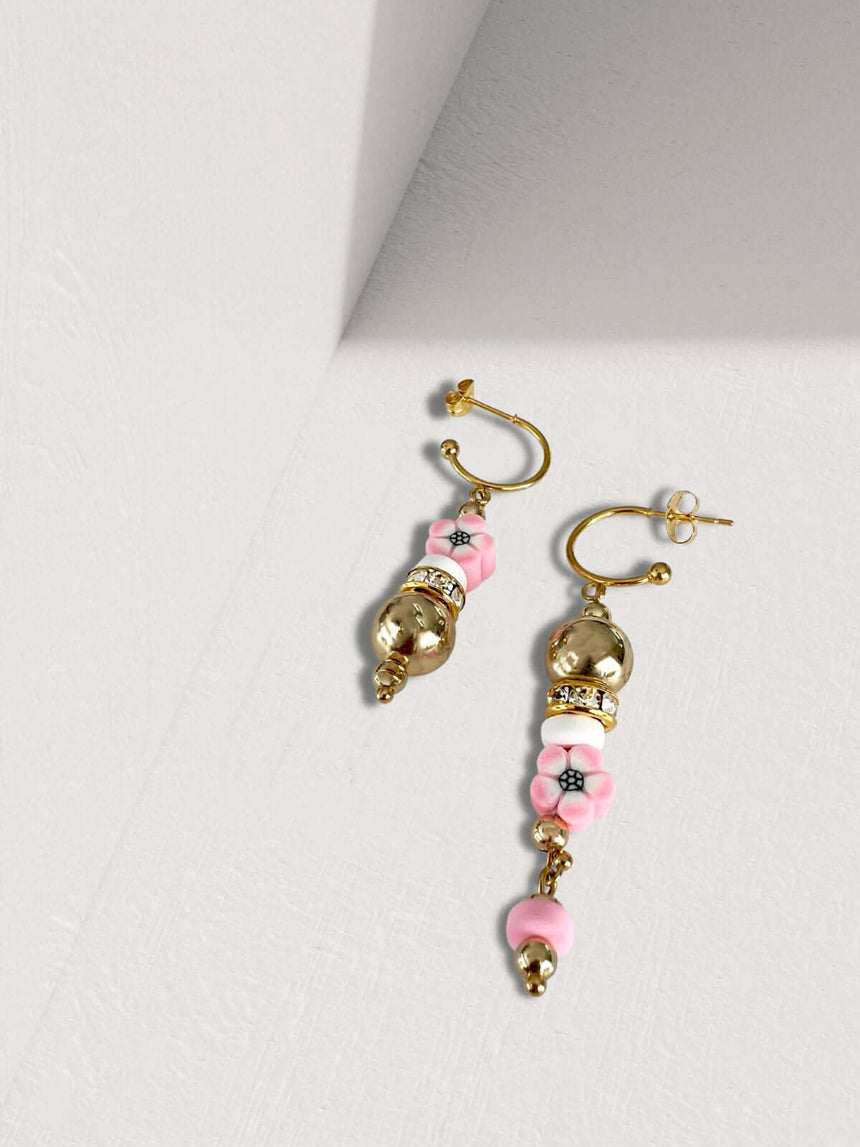 Leia asymmetrische oorbellen roze