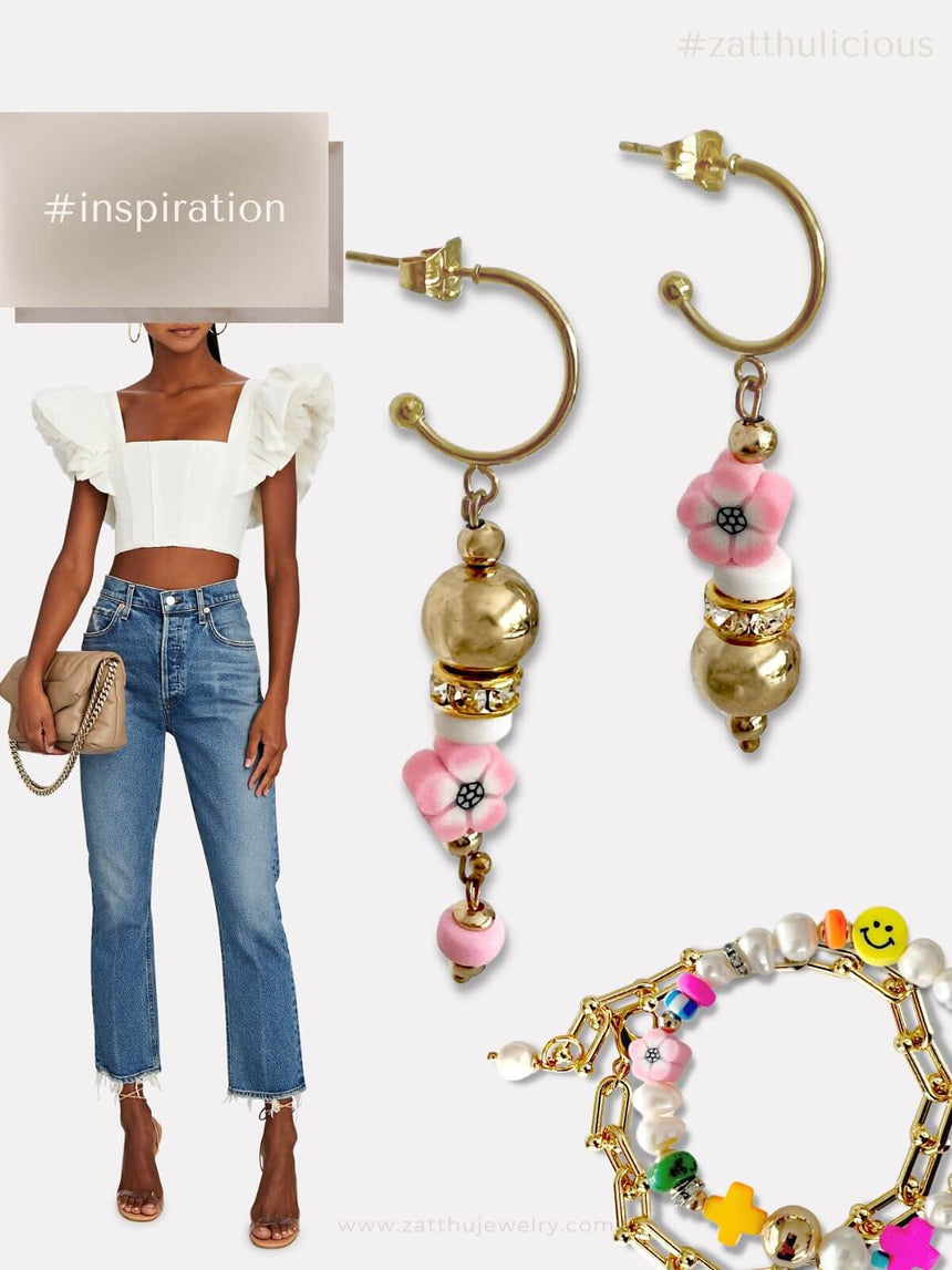 Leia asymmetrische oorbellen roze