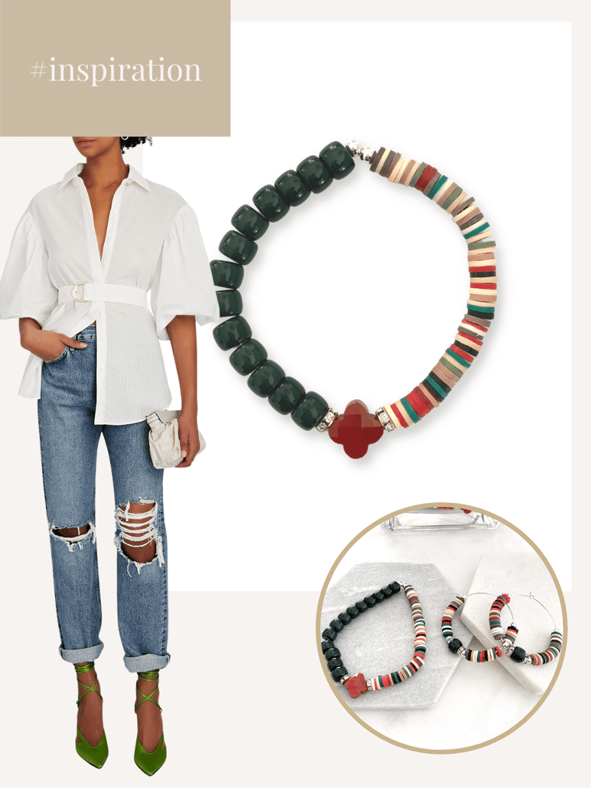 Haya kralen armband groen met klaver