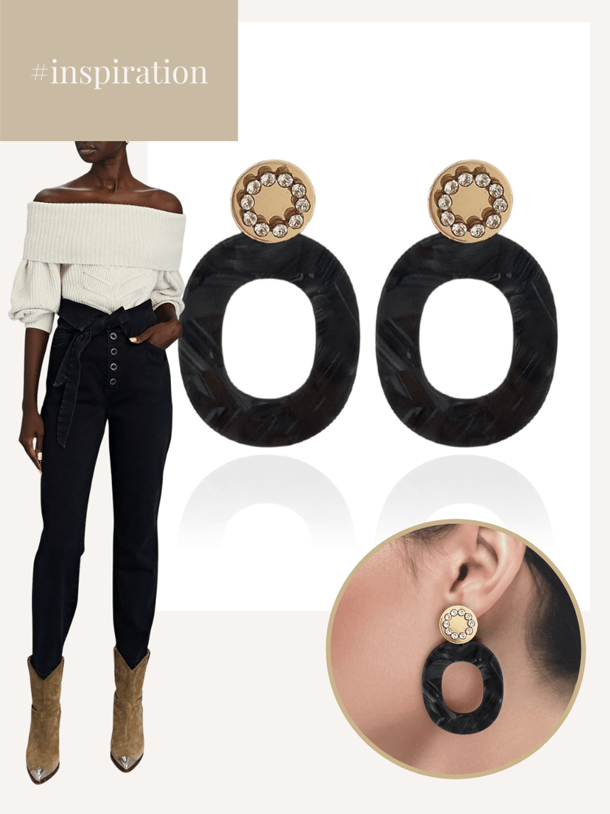 Hewa zwarte oorbellen van resin